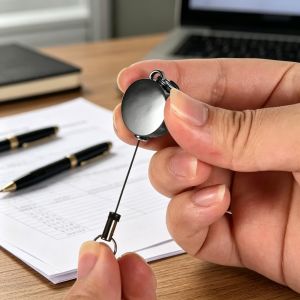 Mini Metal 35cm Retractable Keychain 0.5mm Wire Anti-lost Badge Reel ID Card Key Ring Anti-theft Organizer