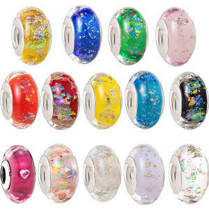 New Original 925 Sterling Silver Murano Glass Charm Colorful Rainbow Snowflakes Stars Charm for Bracelet DIY Women Jewelry
