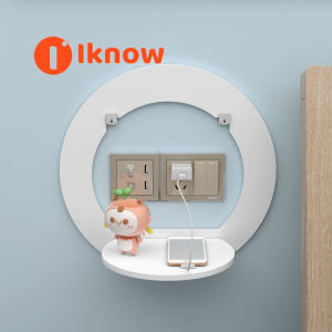 I know No Drilling Bedside Storage Rack Wall Hanging Living Room Wall Decoration Bedroom Wall Hanger Hanging Wall Flower Stand Wall Partition White