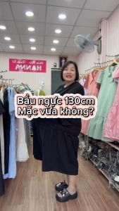 váy bầu bigsize dáng dài size 100kg thun cotton lạnh co dãn mềm mát thấm mồ hôi không xù không bai với v1 là 134cm