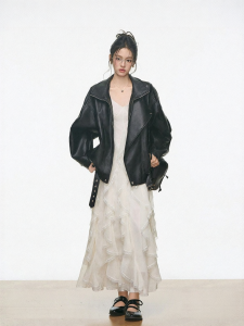 WESTAYONE | Petite Black Leather Jacket with Brown Dress 2026 New