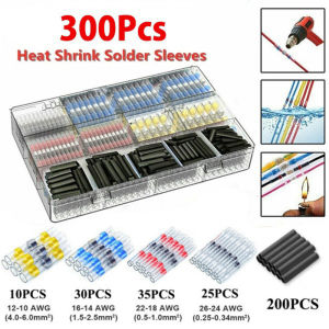 Wire Solder Seal Wire Connector Heat Shrink Butt Connector Electrical Stick for Solder Waterproof Crimp Cable Terminals Shrink