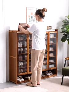 Bamboo Shoe Cabinet Porch Shoe Cabinet Transparent Door Shoe Kabinet Rak Kasut Multi Layer Large Capacity Shoe Cabinet 鞋柜