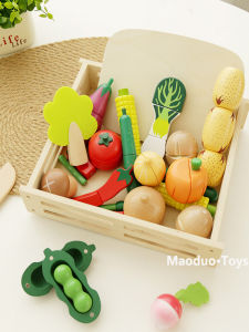 Educational Cutting Kitchen Toy with Magnetic Fruits Vegetables Seafood