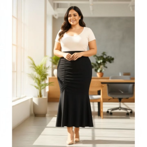 Verly Korean Style Ruched Mermaid Skirt Palda for Women –Plus Size XL-3XL (Office Wear Pangpulong)