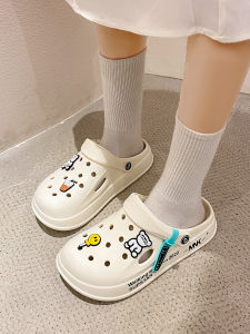 Casual Style Nursing Sandals for Women Anti-Slip Thick Base Ins Popular Lazy Slippers Trendy Plastic Material Low Ankle Height