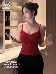 MiiOW | Lace Strap Vest Red Padding 1pc