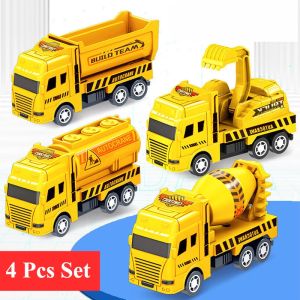 4 Pack Pull Back Cars Friction Powered Toy Vehicles Construction Set - Dump Truck Crane for Toddlers Boys Girls Gift