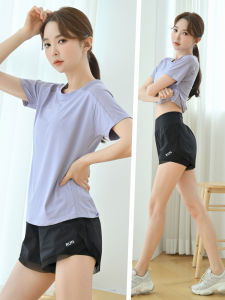 ชุดออกกำลังกายสำหรับผู้หญิง ทรงหลวม แห้งเร็ว สำหรับฤดูร้อน ออกกำลังกายในร่ม ออกกำลังกายกลางแจ้ง วิ่งตอนเช้า โยคะ ชุดกีฬา