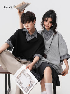 BWKA | Striped Faux Layer Polo T-Shirts Summer