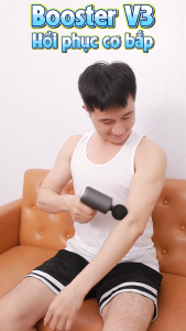 Súng massage cầm tay Booster MINI V3 - 6 tốc độ 4 đầu massage nhiệt nóng giảm đau cơ giãn cơ sâu phục hồi nhanh