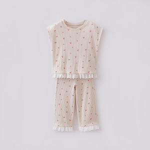 Marc&Janie | Sweet Pink Lace Ruffles Short Sleeve Outfit Set
