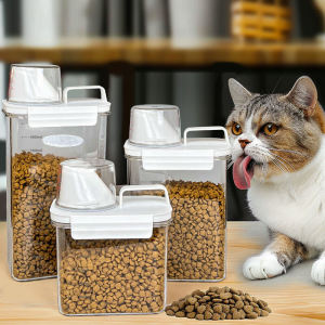 3L Pet Food Storage Dispenser Airtight Dry Food Container Cat Food Storage Box with Pouring Spout Bekas Makanan Kucing 储粮罐