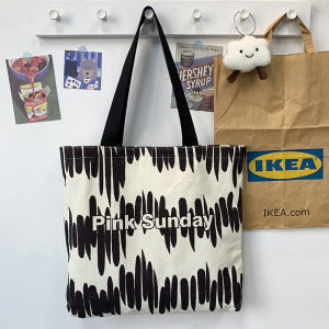 2025 New Large Capacity Canvas Bag Women Single Shoulder Handheld Student Class Bookbag with Zipper Canvas Bag Holiday Bag