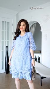 Cutie Minute อก ฟรีไซส์ 46” เดรสลูกไม้เนื้อหนาเกรดพร้อมลูกไม้สวยมาก ผสมผสานด้วยผ้าชีฟองอัดพลีทแน่นๆ