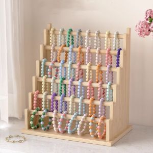 Solid Wood Bracelet Display Stand Multistep Ladder 3/4/6 Layer Jewelry Organizer Strong Load-bearing Bracelet Holder Book