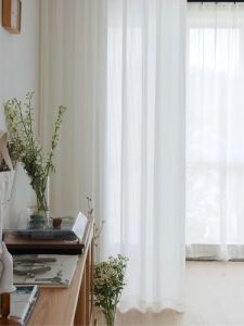 Xiaohongshu Best Selling White Curtain Yarn Light Transmission Nontransparent Chiffon Balcony Living Room Bedroom Vertical Louver Fantasy Yarn