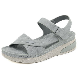 Ultra-Light Anti-Slip Thick Heel Sandals Womens Summer Casual Beach Vacation Shoes Moms Slip-On Fashionable Roman Style