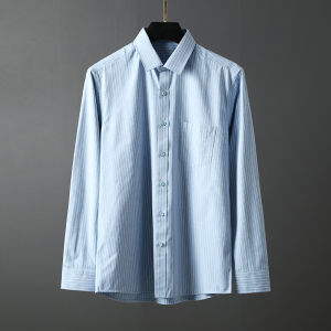 Long Sleeve Casual Shirt Mens Business Casual Striped Workwear Spring Autumn Dads Style Fashion Urban Youth Soft Luster Thin