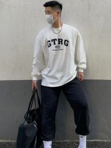 Áo Thun Cotton Dài Tay Rộng Rãi Cổ Tròn Thường Ngày Mùa Thu in Chữ Kháng Khuẩn Phong Cách Hip Hop Thường Ngày Cho Nam