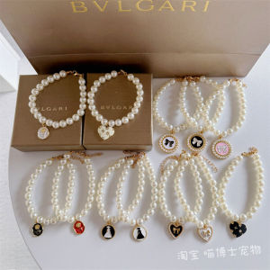 Classic Style Pet Pearl Necklace Coco Miss Cat Dog Collar Accessories Chanel-Style Bib Collar Heart