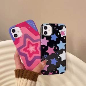Cocok Untuk iPhone 7 8 6 6 S Plus Case 11 13 12 mini 14 15 Pro MAX XR XS MAX 7Plus 8Plus SE 2023 iPhone Jelly Case Colorful Stars Black Casing