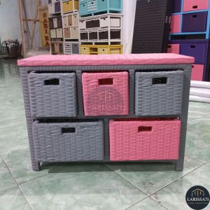 Lemari Tv Minimalis Rotan Sintetis Laci 5