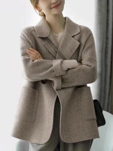 Autumn French Style Fashion Thick Casual Wool Blazer Cardigan