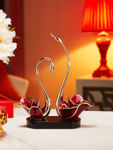 รูปเป็ดน้ำลายแก้วเคลือบเงินหรูหรา ของขวัญแต่งงาน ตกแต่งห้องนั่งเล่น ชั้นวางของ ตกแต่งประตูทางเข้า ของขวัญย้ายบ้าน