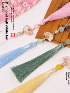 สไตล์จีน Diamond Ball พัดลมสีขาวพู่ DIY อุปกรณ์เสริมสําหรับกระเป๋าและชุด Qipao โดย Boting Fresh Baked