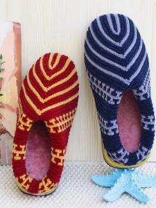 Hand-Woven Chenille Wool Slippers Finished Fleece-lined Platform plus Mens and Womens Winter Home Wedding Non Slip Cotton Slippers