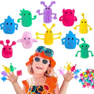 10pcs Finger Puppets Toys Mini Cute Monster Finger Puppet for Kids Stretchy Soft Rubber Fidget Doll Toys for Role Playing Birthday Kids Party Favors