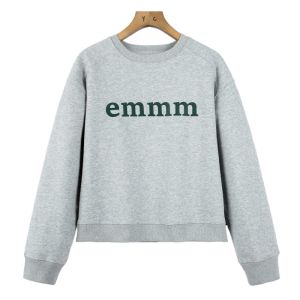 Winter Cotton Fleece Lined Shoulder Drapey Sweatshirt Letter Print Commute Style Regular Length Long Sleeve round Neck Shirt