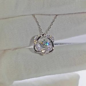 Moissanite Necklace For Women 100% Sterling S925 Silver With White Gold Plated Lab Diamond Jewelry Wedding Pendant with O-chain