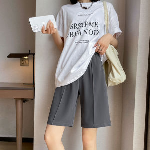 กางเกงขาสั้นผู้หญิงเอวสูงผ้าไหมน้ำแข็ง กางเกงขายาวทรงหลวมสบาย ๆ สำหรับฤดูร้อน 2023 กางเกงขายาวทรงเอสำหรับใส่ไปทำงานแบบลำลอง