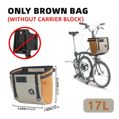 Rhinowalk Bicycle Basket Bag Quick Release 17L/24L Large Capacity 2 Colors Concealed Slatted Frame Bag Shape Removable Inner Bag For Easy Cleaning Storage For 11-Inch Laptops Cycling Travel Storage Shoulder Bag/Grocery Basket Bag