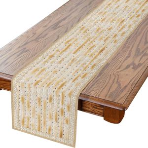 Star of David & Matzoh Print Table Runner Durable & Washable Holiday Celebration Home Dining Table Runner