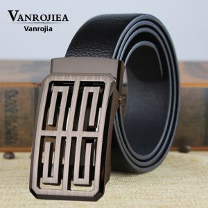 Genuine Leather Mens Belt Automatic Buckle No Holes