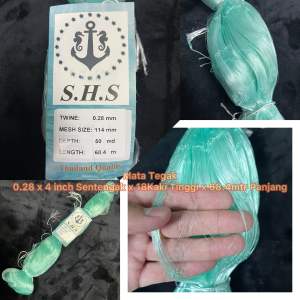 0.28 x 4 1/2” x 50Mata(18Kaki Tinggi) x 68.4Mtr(Mata Tegak)Isi Jaring Kosong/Pukat Ikan/Hijau Fishing Net