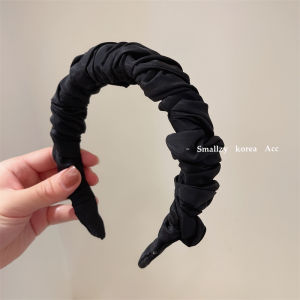 Retro Solid Color Satin Folded High Hairline Outgoing Womens Headband Versatile Elegance Hair Clip Fashionable Hairband