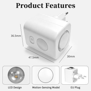 Motion Sensor Plug in Night Light RGB Color Changing Dusk to Dawn Touch Control Brightness Adjustable EU Wall Lamp Bedroom