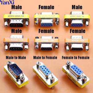 1Pcs DB9 9Pin Male to Male / Female to Female / Male to Female Mini Gender Changer Adapter RS232 Serial Plug Com Connector