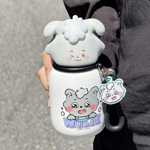Cốc Nước Cách Nhiệt Bằng Thép Không Gỉ Hoạt Hình Cho Trẻ Em Cốc Giữ Nhiệt Cốc Nhựa PP Dung Tích 330ml Chống Thấm Nước
