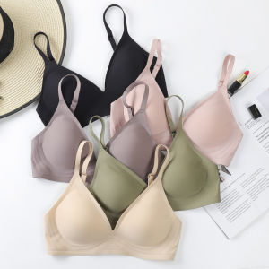 Plain Jelly Seamless Intimates Ladies Underwired Thin Small Breast Push up Adjustable Breast Holding Bra Set