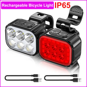 Bike Light High Lumens Super Bright Bicycle Lite 12 Modes USB Rechargeable Bike Headlight & Taillight Set Waterproof Safety Bike Front & Rearlight for Road Mountain Night Riding