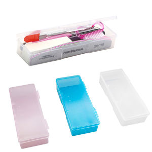 Nail Art Rectangle Plastic Storage Box Rhinestone Brush Pen Buffer Grinding Files Container Case Nail Art Equipment Tool