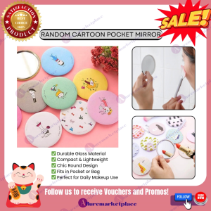 Small Mirror Cartoon Mini Portable Mirror Convenient Circular Hand Mirror Pocket Portable Makeup Mirror Travel Mirror Makeup Essential KIT Hand Mirror MALIIT NA SALAMIN
