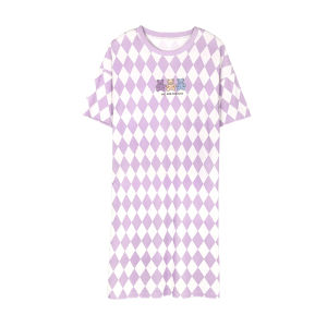 MiiOW | Loose Pure Cotton Summer Sleepwear Short Sleeve Midi Dress Ladies Home Clothes Cat Person New 2025 Casual Home Style