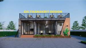 แบบบ้านโมเดิร์น 1 ชั้น คาเฟ่ที่พักอาศัย