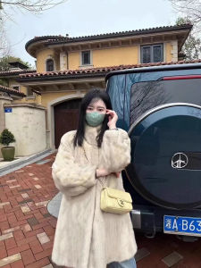 Eco-Friendly Mid-Length Stand-Collar Sharp-Suited Long-Sleeve Mink Fur Coat Womens Premium Infection Sharp-Suited Otter Fur Jacket